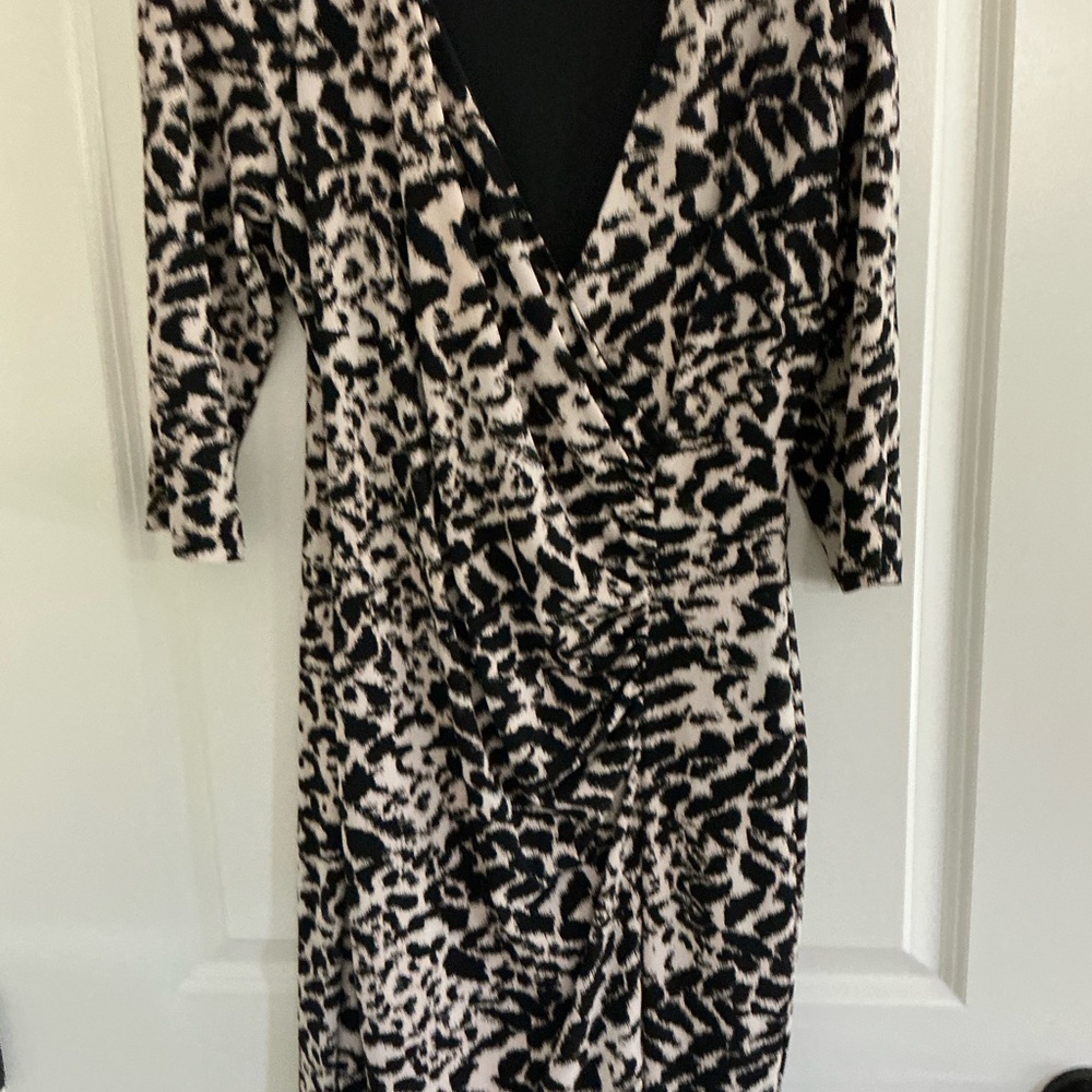 Taylor Black and Cream Animal Print Dress